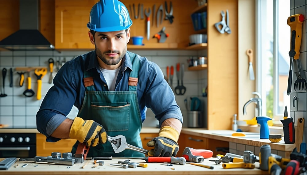 A skilled handyman at work, showcasing Trusty Wrench's expertise in home repairs